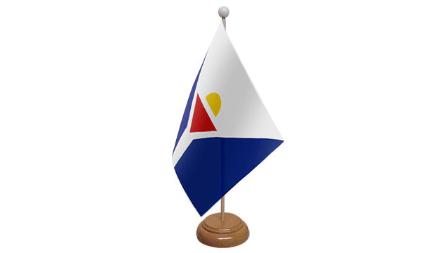 Saint Martin Small Flag with Wooden Stand